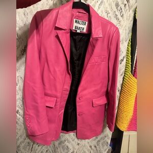 Walter Baker Women's Genuine Leather Vibrant Pink Blazer